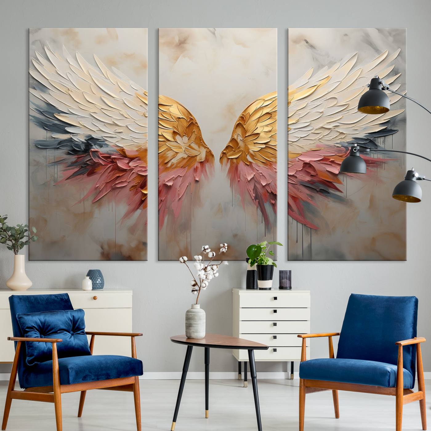 Oil Painting Style Abstract Angel Wing Wall Art Canvas Print