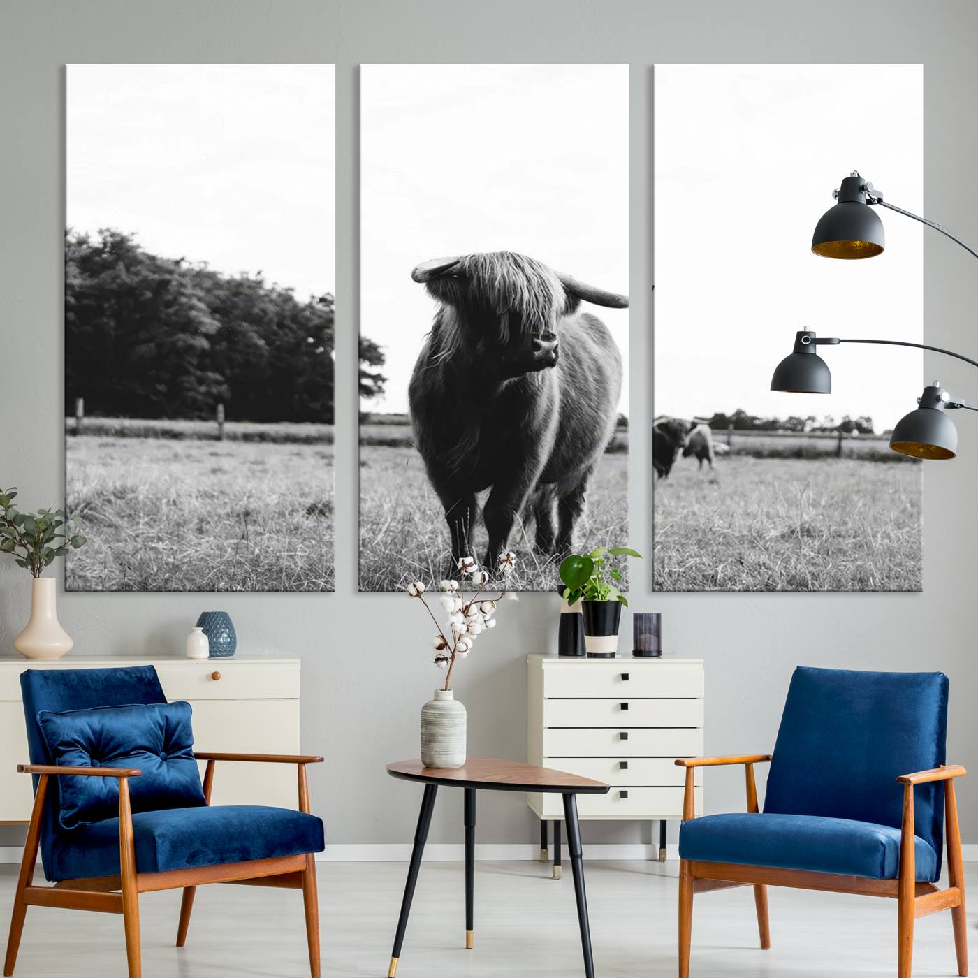 Scottish Cow Highland Wall Art Canvas Print