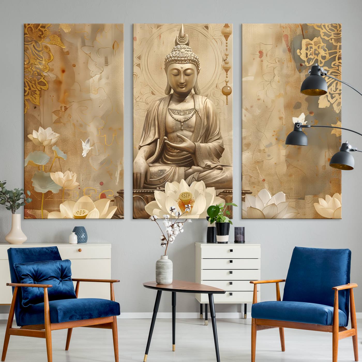 Buddha Wall Art Canvas Print, Buddha Meditation Room Decor, Yoga Room Wall Decor