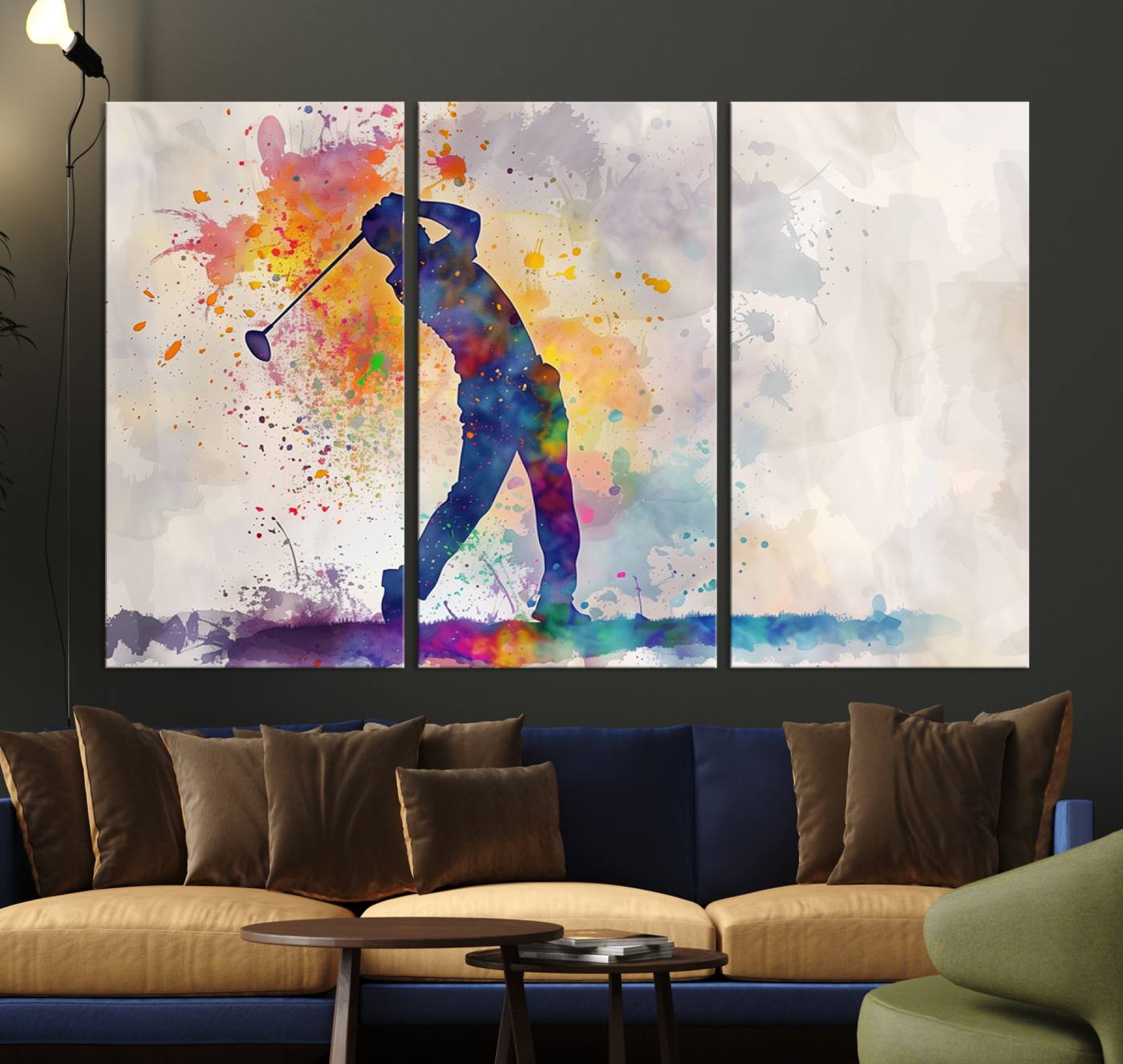 Wall Art Abstract Watercolor Golf Player Canvas Print