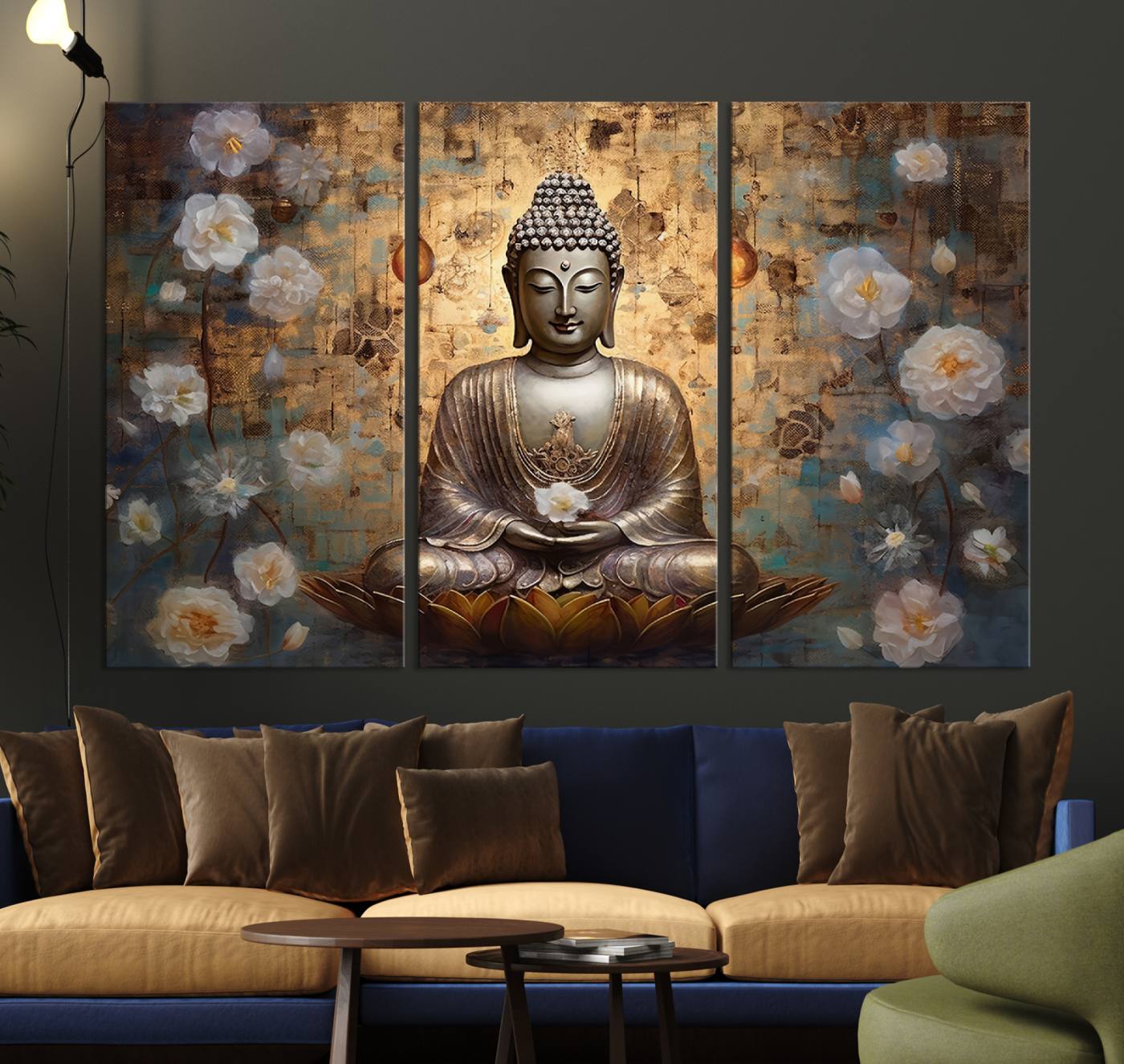 Buddha Wall Art Canvas Print, Hindu Buddha Meditation Room Decor