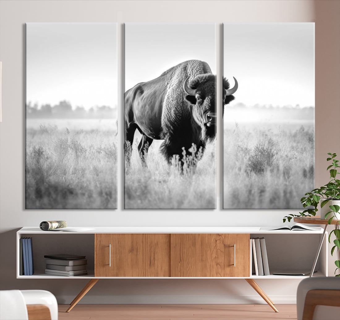 Cow Bighorn Wall Art Canvas Print, Longhorn Texas Large Cow Animal Canvas Print