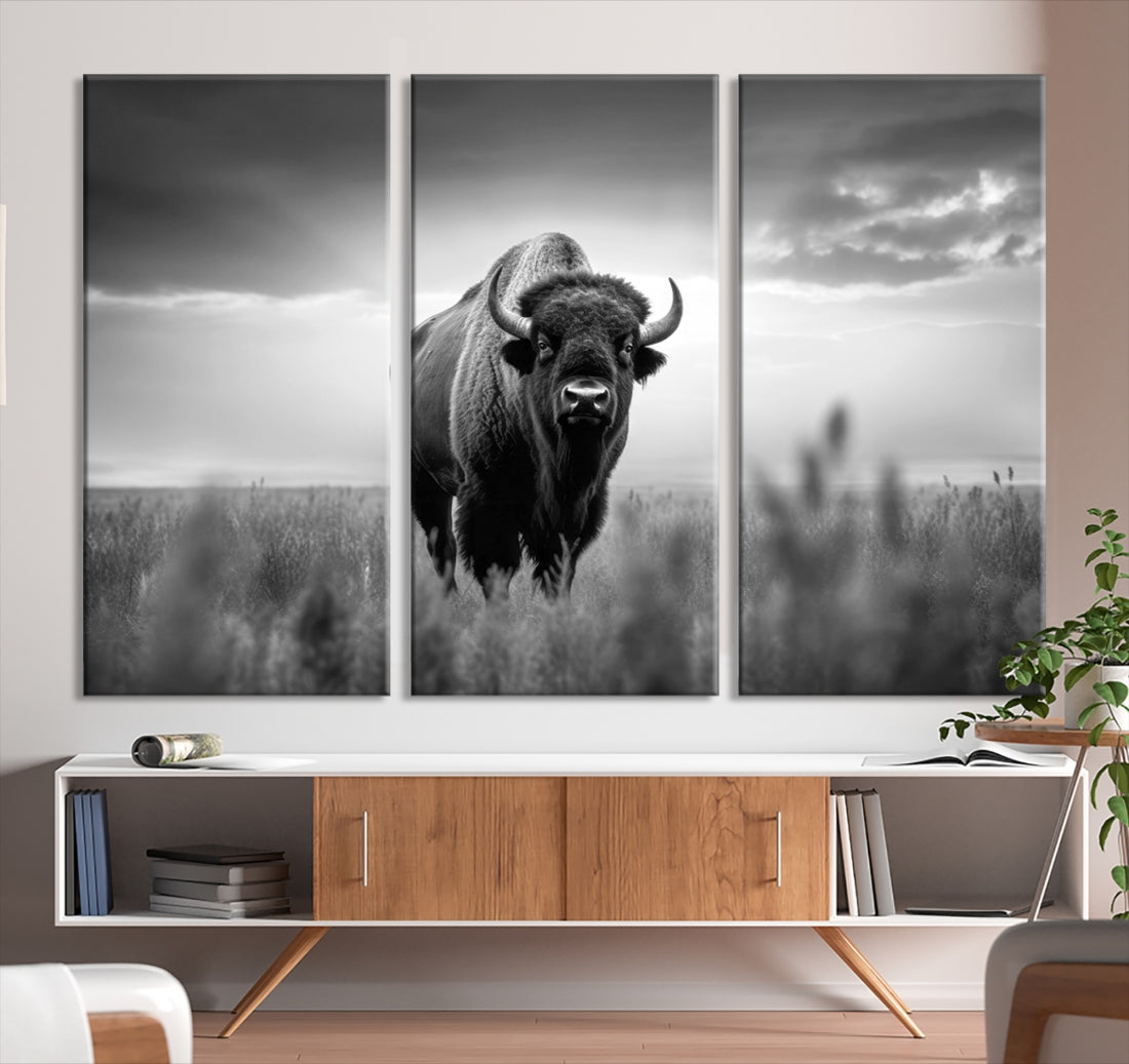 Cow Bighorn Wall Art Canvas Print, Longhorn Texas Large Cow Animal Canvas Print