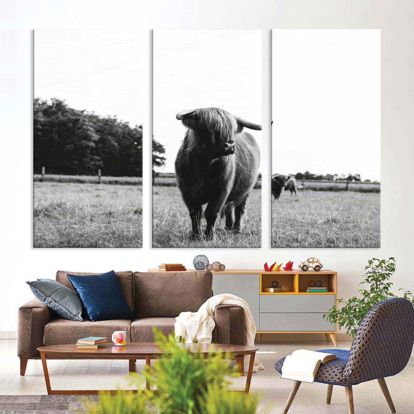 Scottish Cow Highland Wall Art Canvas Print