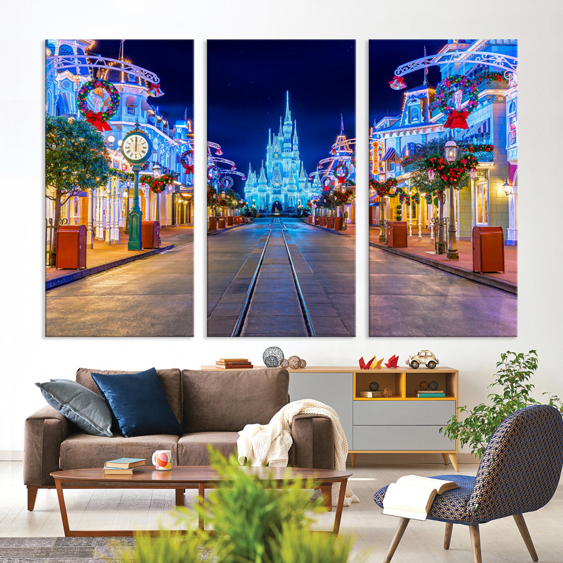 Castle Large Wall Art Disney Magic Kingdom Kids Room Decoration Disney World Christmas Home Decor Child gift - Stretched and Ready to Hang