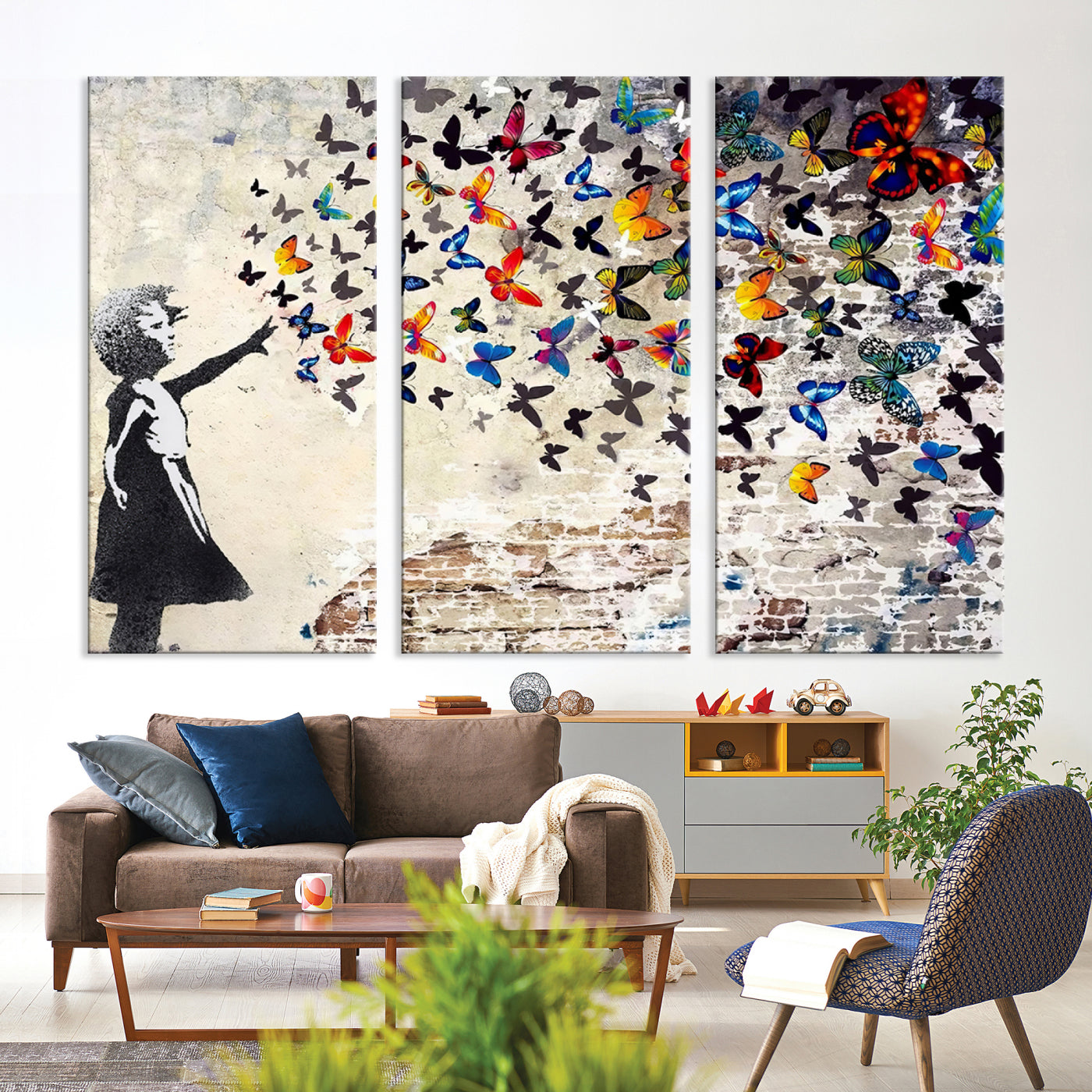 Banksy Girl Butterfly Street Artwork Wall Art Canvas Print