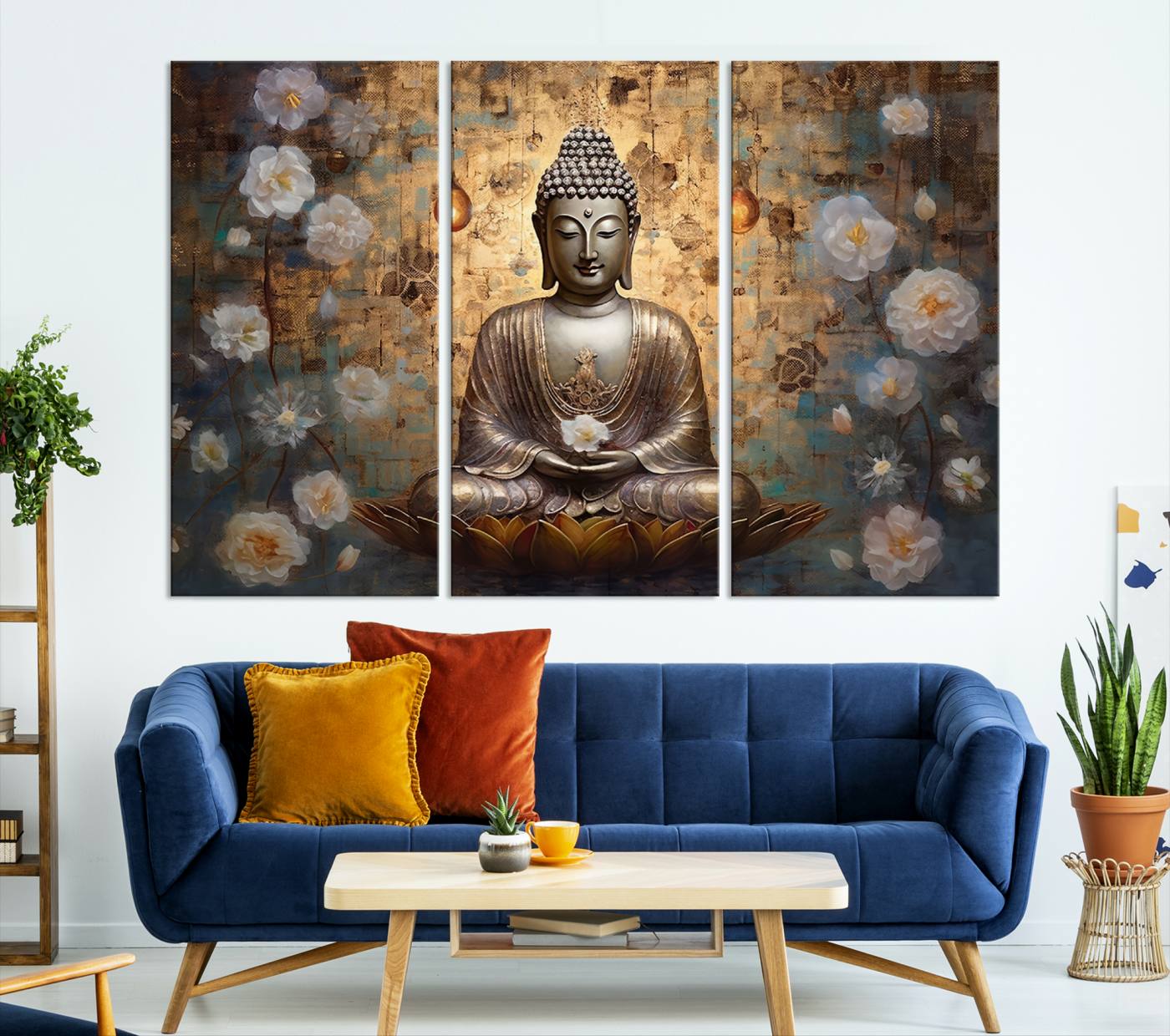 Buddha Wall Art Canvas Print, Hindu Buddha Meditation Room Decor