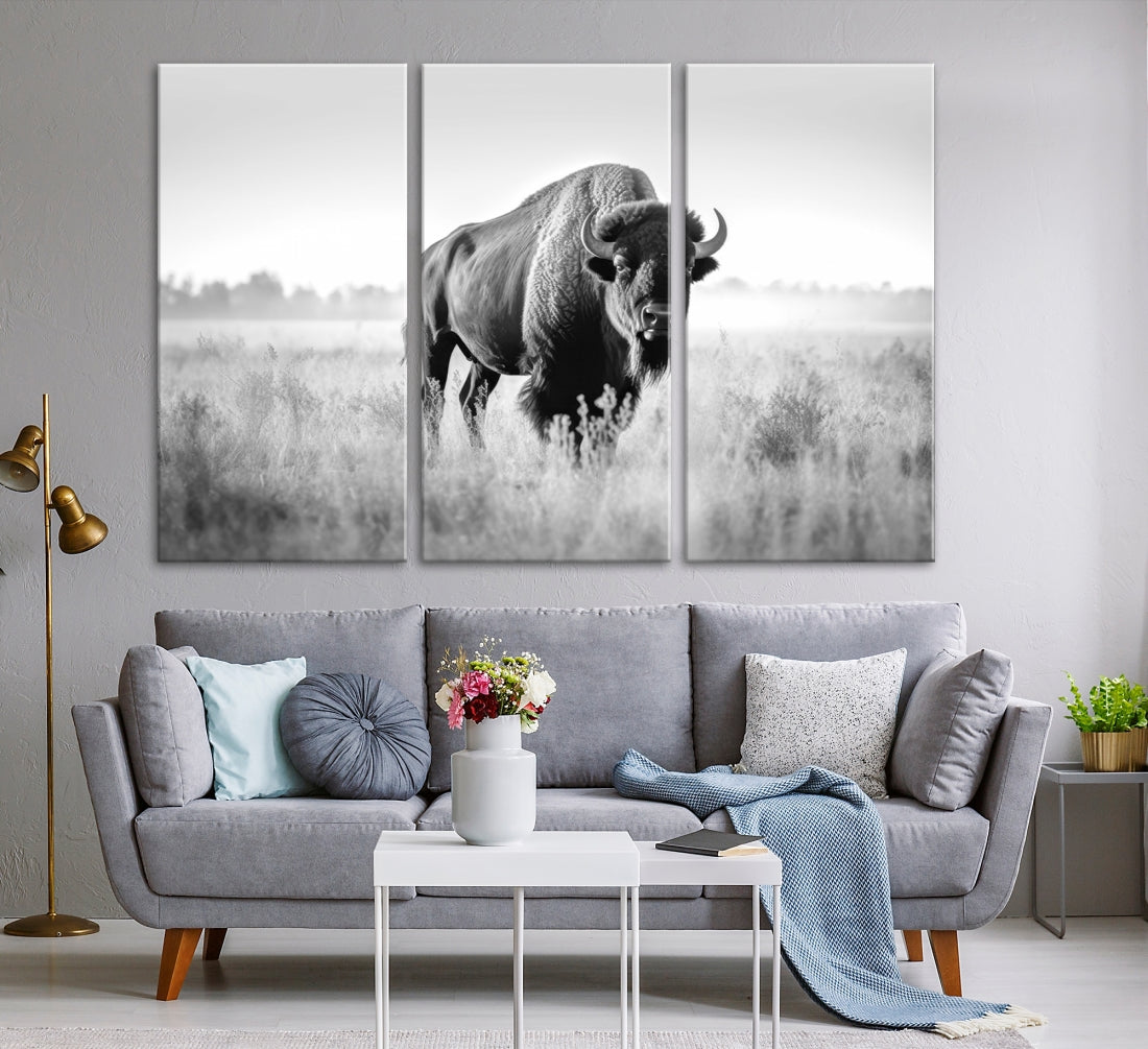 Cow Bighorn Wall Art Canvas Print, Longhorn Texas Large Cow Animal Canvas Print