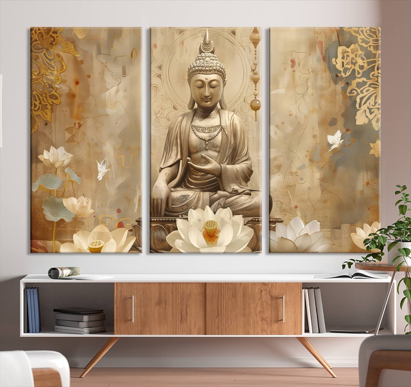 Buddha Wall Art Canvas Print, Buddha Meditation Room Decor, Yoga Room Wall Decor