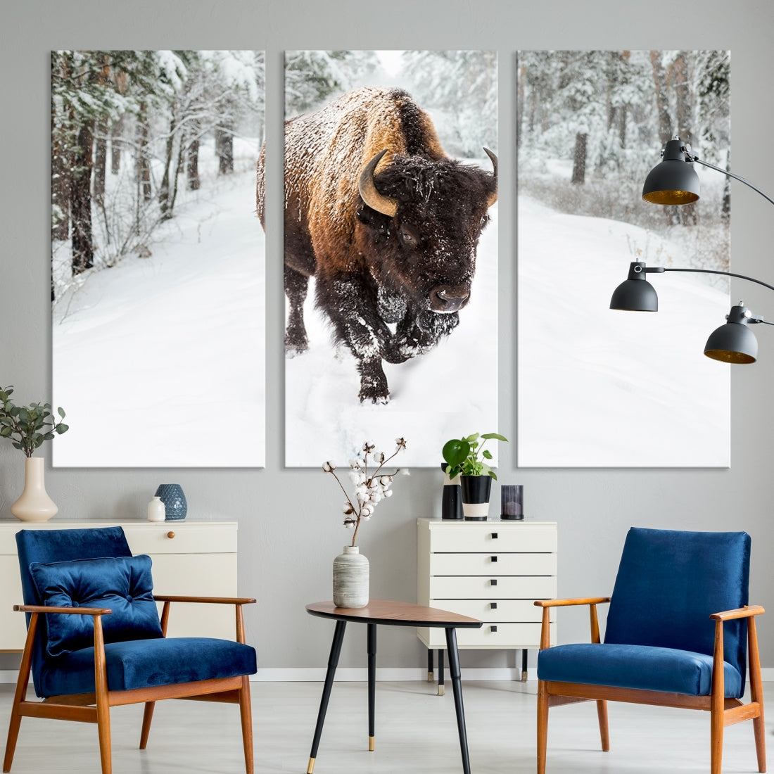 Bison Wall Art Canvas Print Winter