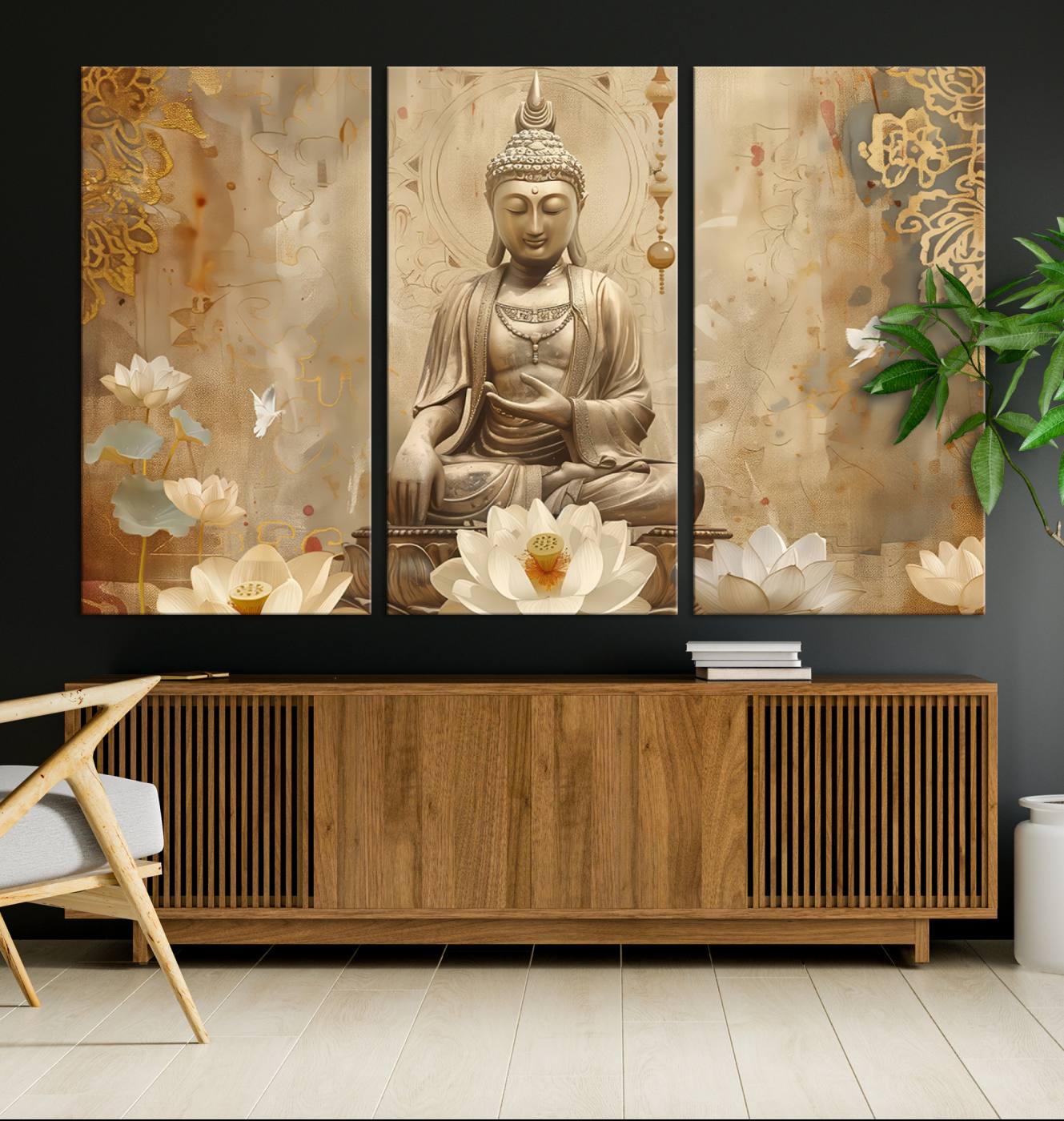 Buddha Wall Art Canvas Print, Buddha Meditation Room Decor, Yoga Room Wall Decor