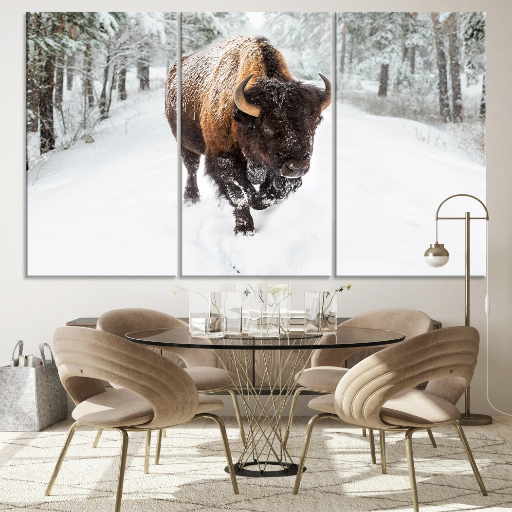 Bison Wall Art Canvas Print Winter