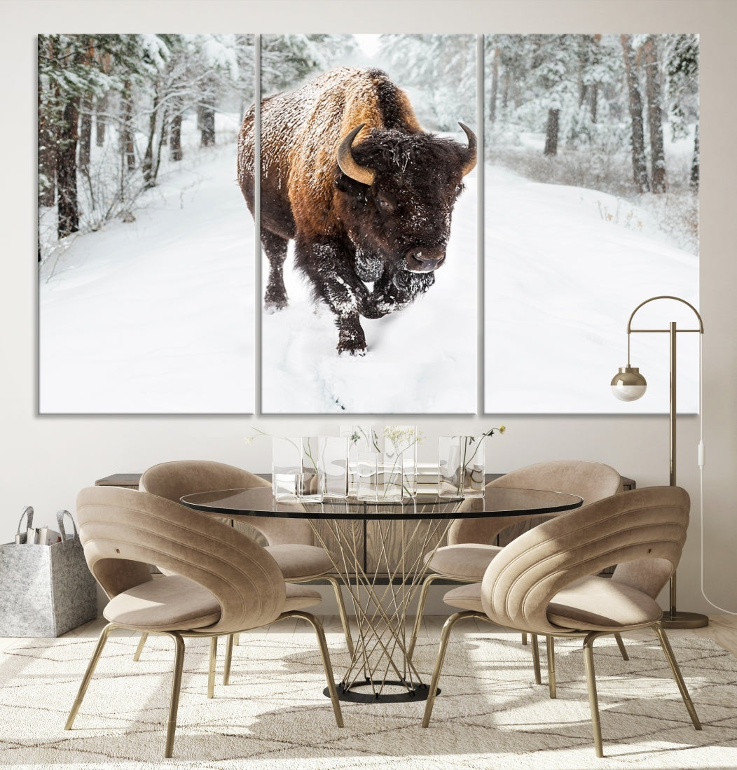 Bison Wall Art Canvas Print Winter