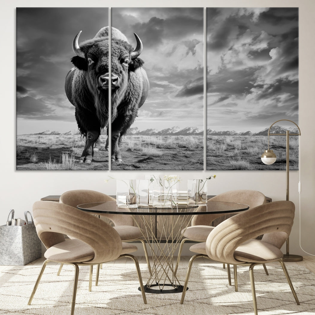 Cow Bighorn Wall Art Canvas Print, Longhorn Texas Large Cow Animal Canvas Print