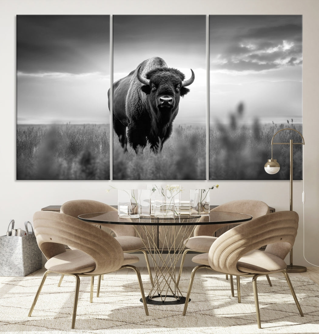 Cow Bighorn Wall Art Canvas Print, Longhorn Texas Large Cow Animal Canvas Print