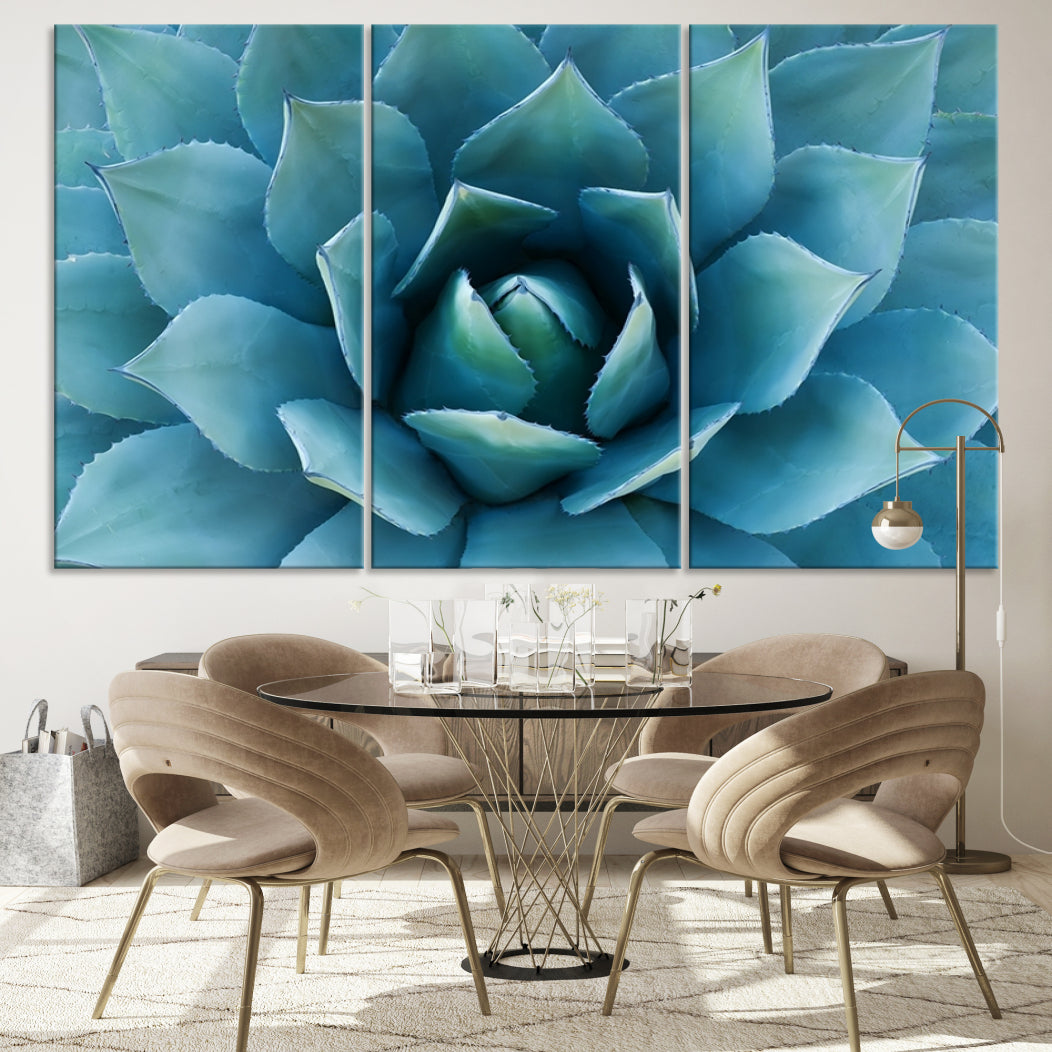 Large Wall Art Canvas Print - Blue Agave Flower Taken over It