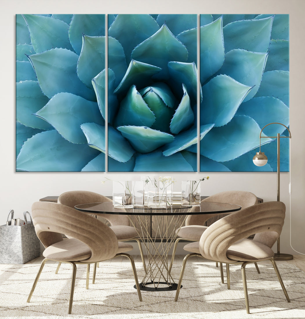 Large Wall Art Canvas Print - Blue Agave Flower Taken over It