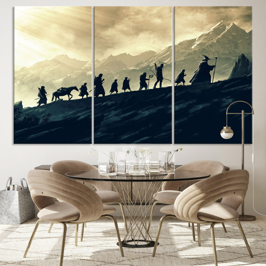 Fellowship of the Ring Wall Art Canvas Print, Framed set of 3 LOTR Print, Lord of the Rings Canvas Art