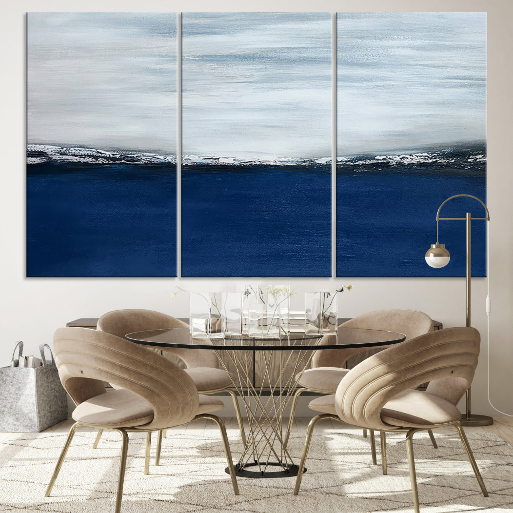 Navy Blue Abstract Wall Art Canvas Print