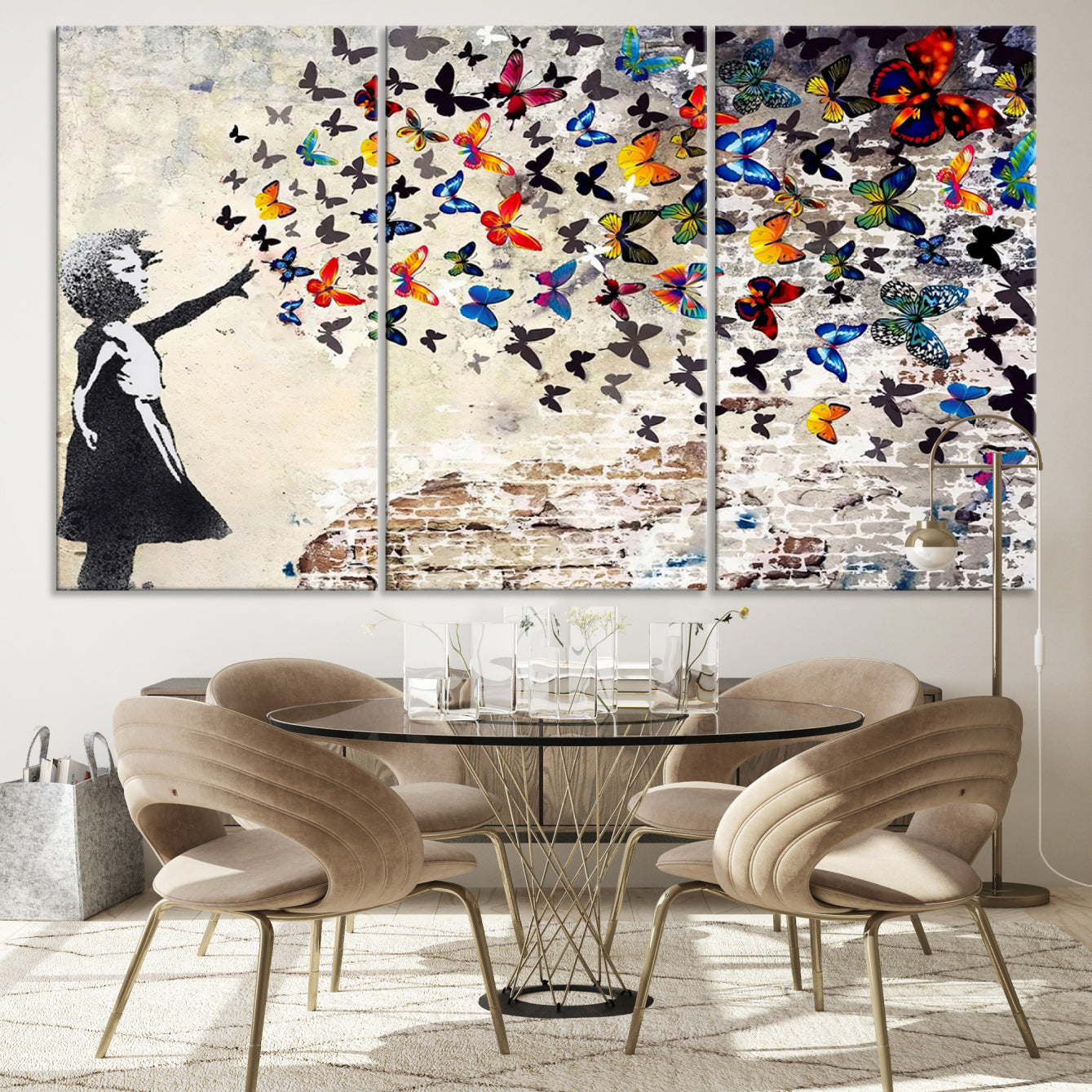 Banksy Girl Butterfly Street Artwork Wall Art Canvas Print