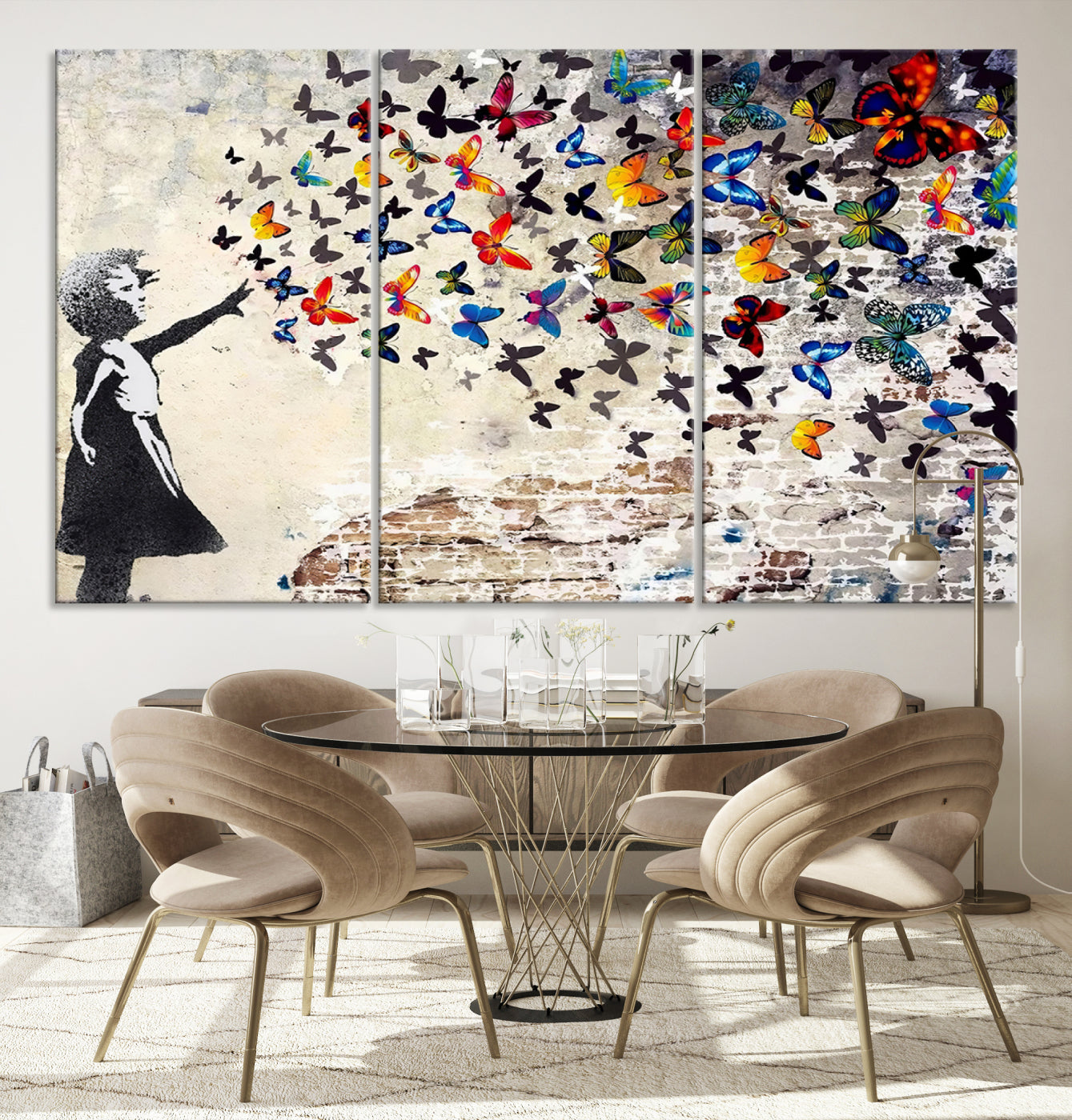 Banksy Girl Butterfly Street Artwork Wall Art Canvas Print