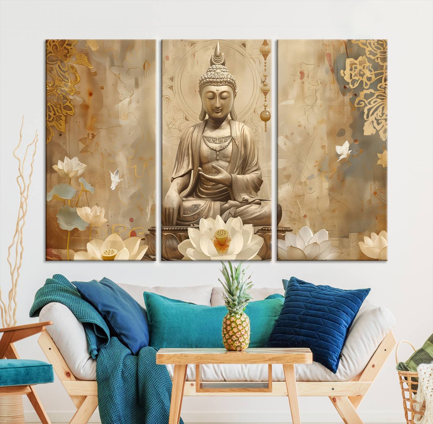 Buddha Wall Art Canvas Print, Buddha Meditation Room Decor, Yoga Room Wall Decor