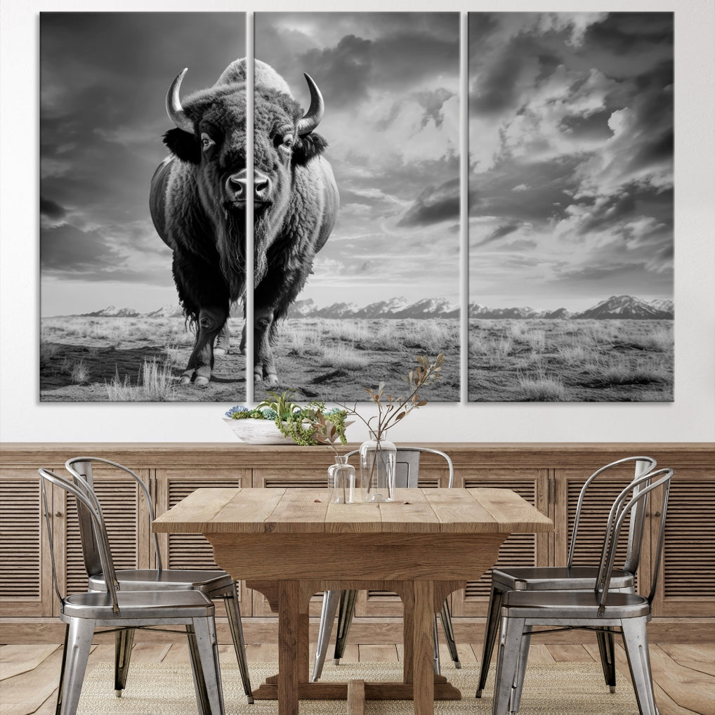 Cow Bighorn Wall Art Canvas Print, Longhorn Texas Large Cow Animal Canvas Print