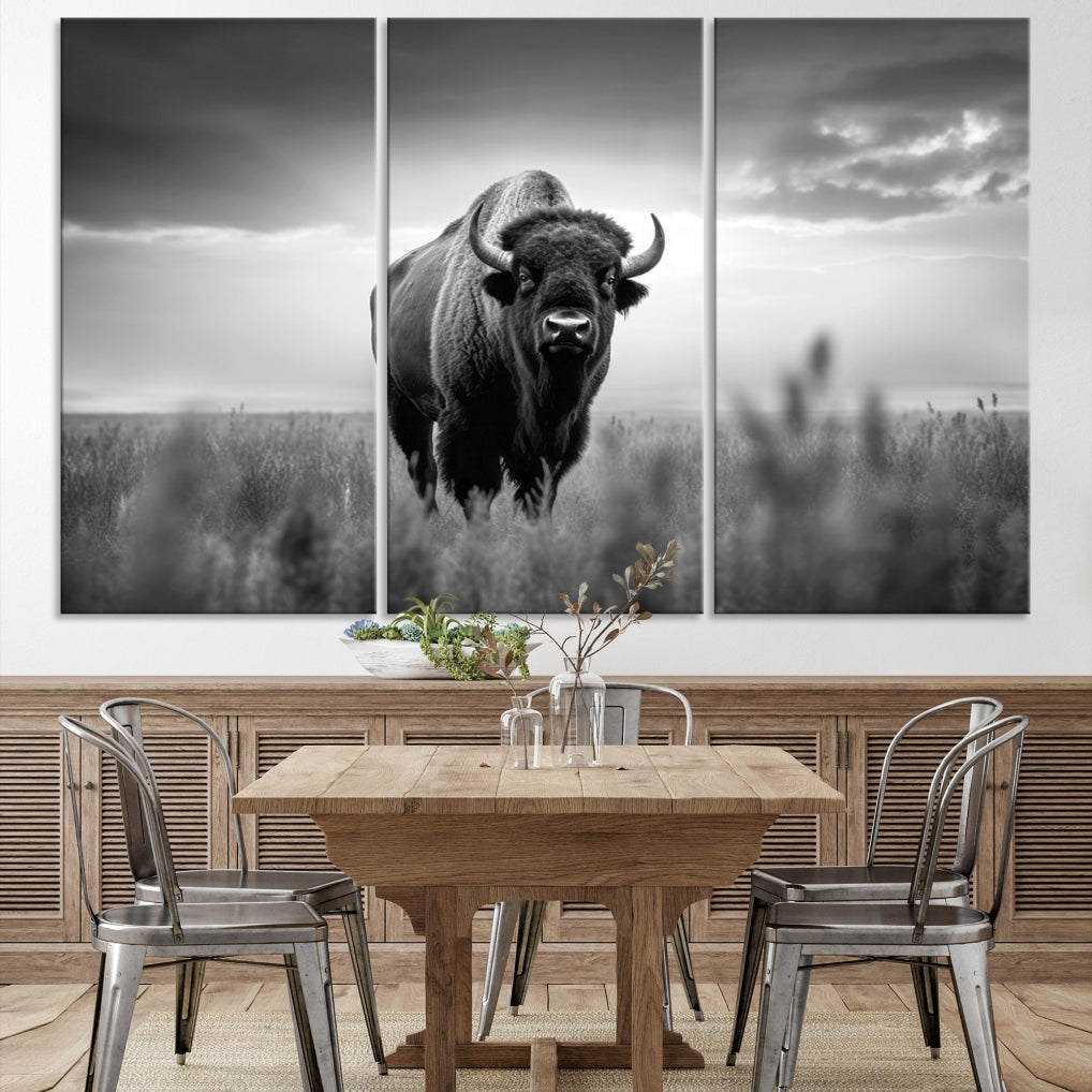 Cow Bighorn Wall Art Canvas Print, Longhorn Texas Large Cow Animal Canvas Print