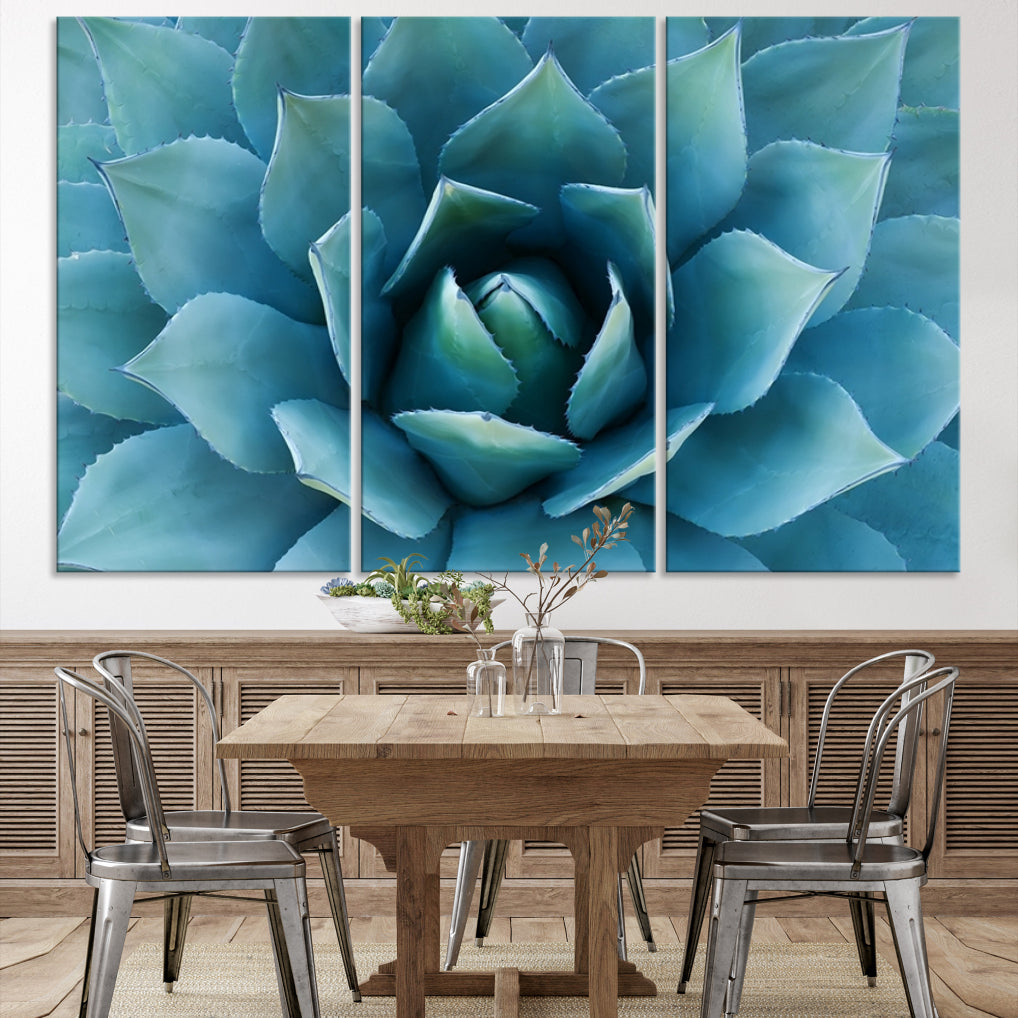 Large Wall Art Canvas Print - Blue Agave Flower Taken over It