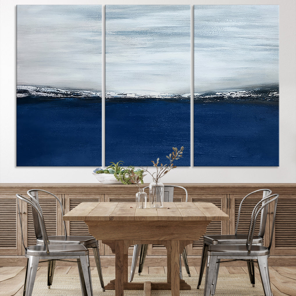 Navy Blue Abstract Wall Art Canvas Print