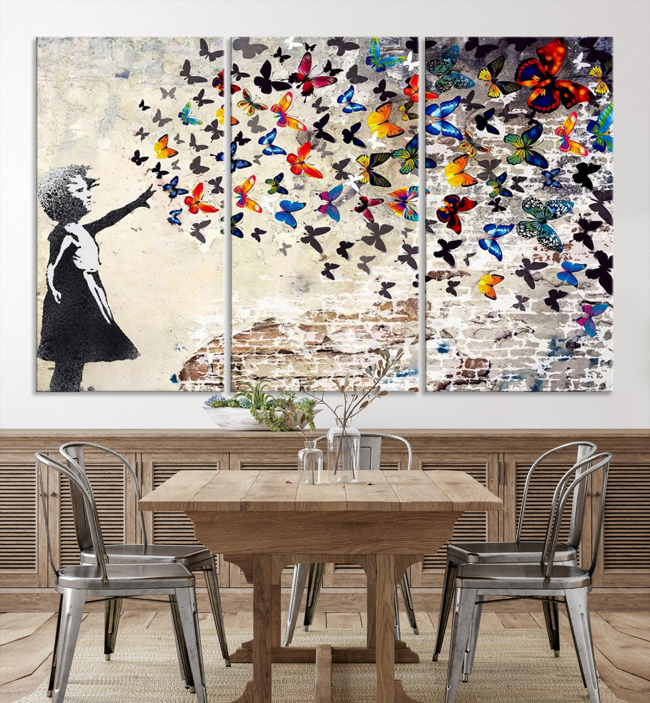 Banksy Girl Butterfly Street Artwork Wall Art Canvas Print