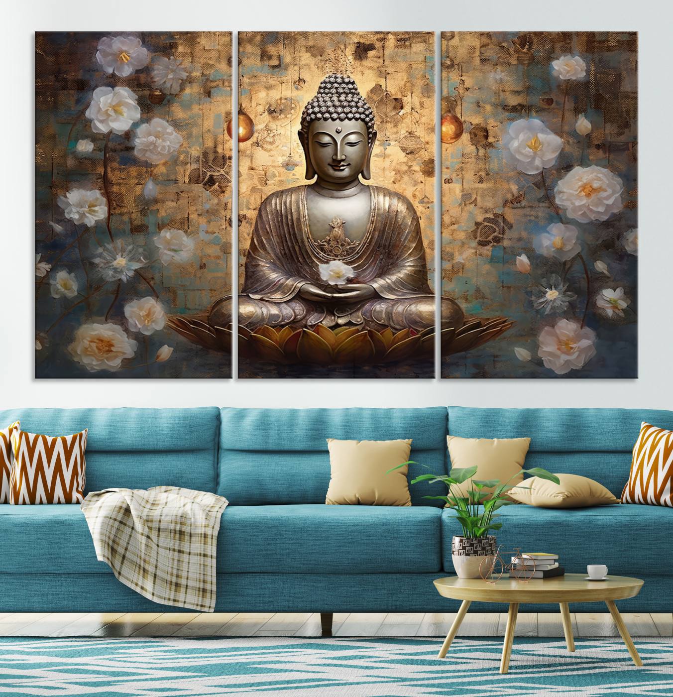 Buddha Wall Art Canvas Print, Hindu Buddha Meditation Room Decor