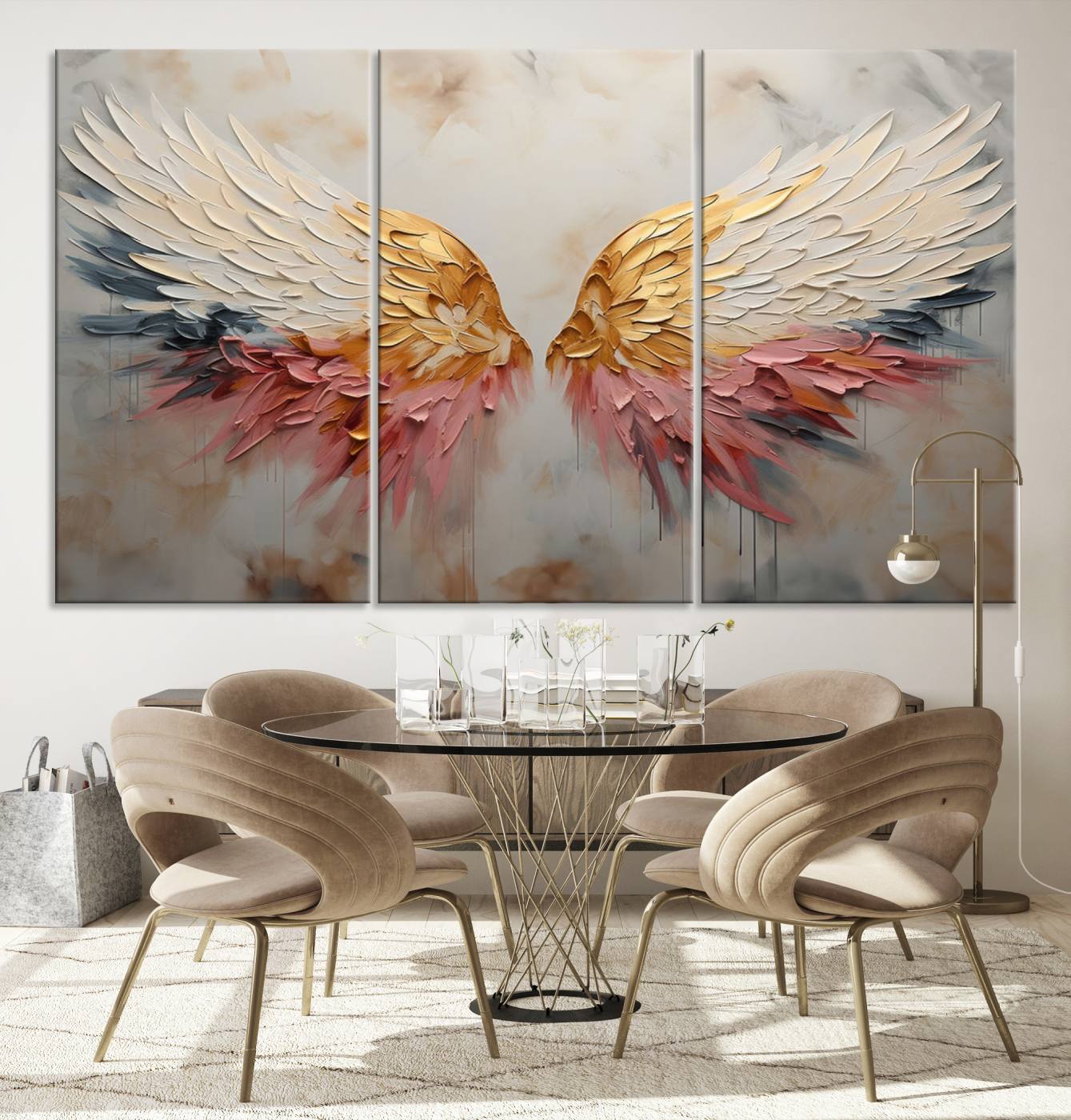 Oil Painting Style Abstract Angel Wing Wall Art Canvas Print