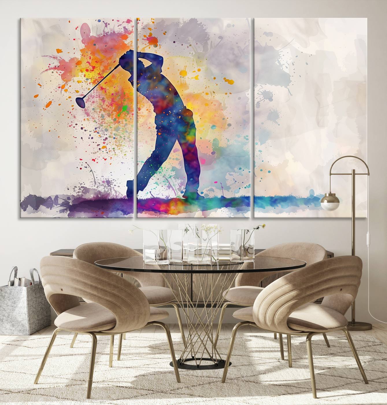 Wall Art Abstract Watercolor Golf Player Canvas Print