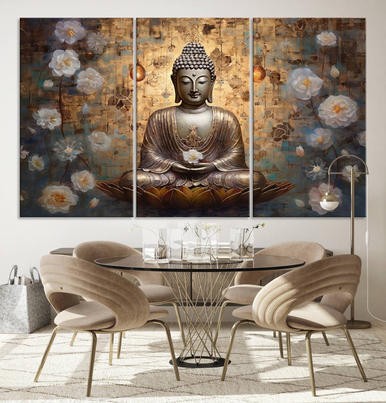 Buddha Wall Art Canvas Print, Hindu Buddha Meditation Room Decor