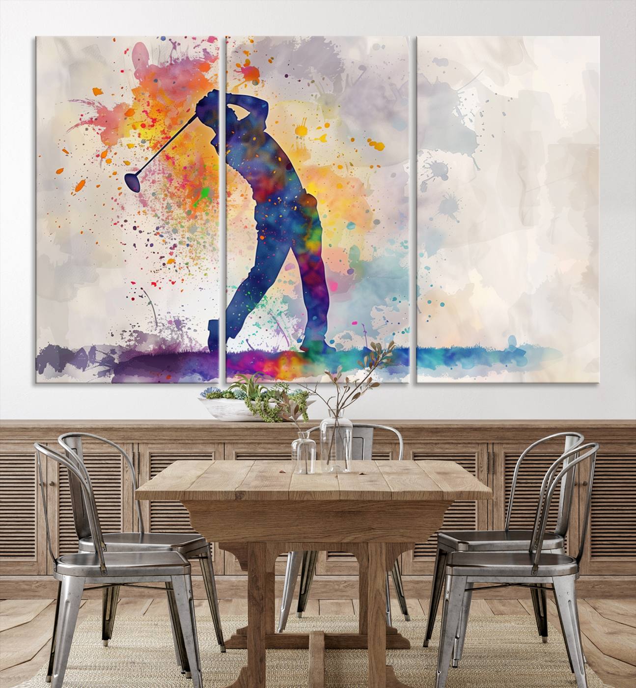 Wall Art Abstract Watercolor Golf Player Canvas Print