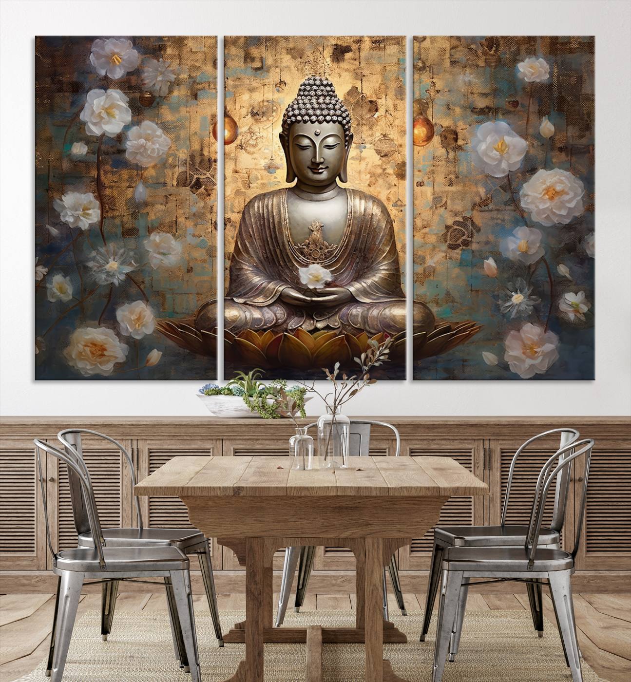 Buddha Wall Art Canvas Print, Hindu Buddha Meditation Room Decor