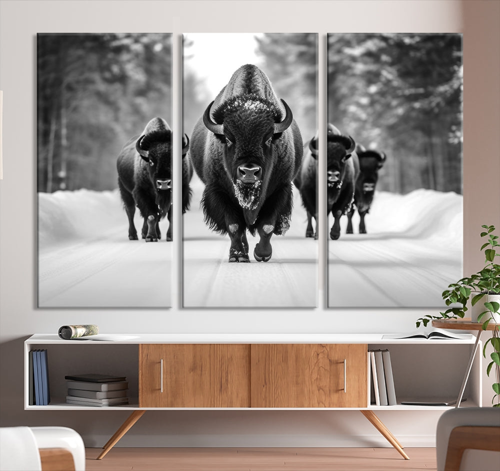 Bison Cow Canvas Wall Art Farmhouse Decor Buffalo Print Rustic Wall Decor Animals Painting Bison Wall Art
