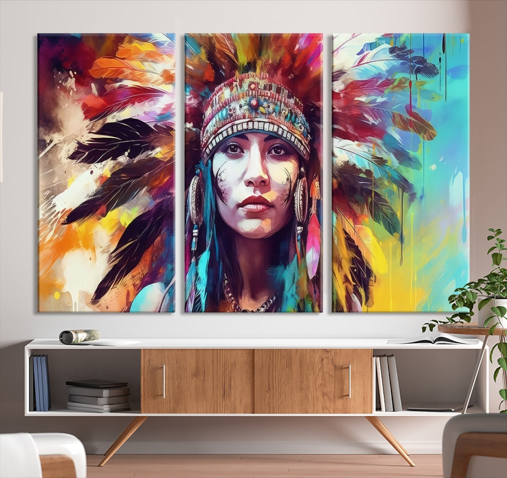 Extra Large Native American Wall Art Canvas Print Indian Artwork for Wall