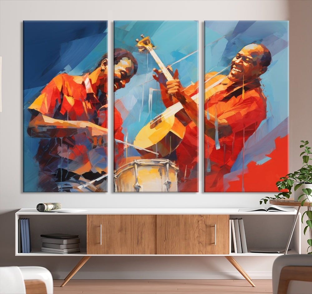 Jazz Musicians Wall Art, Jazz Canvas Painting, Jazz Music Print, Jazz Band African American Art Print, Framed Artwork