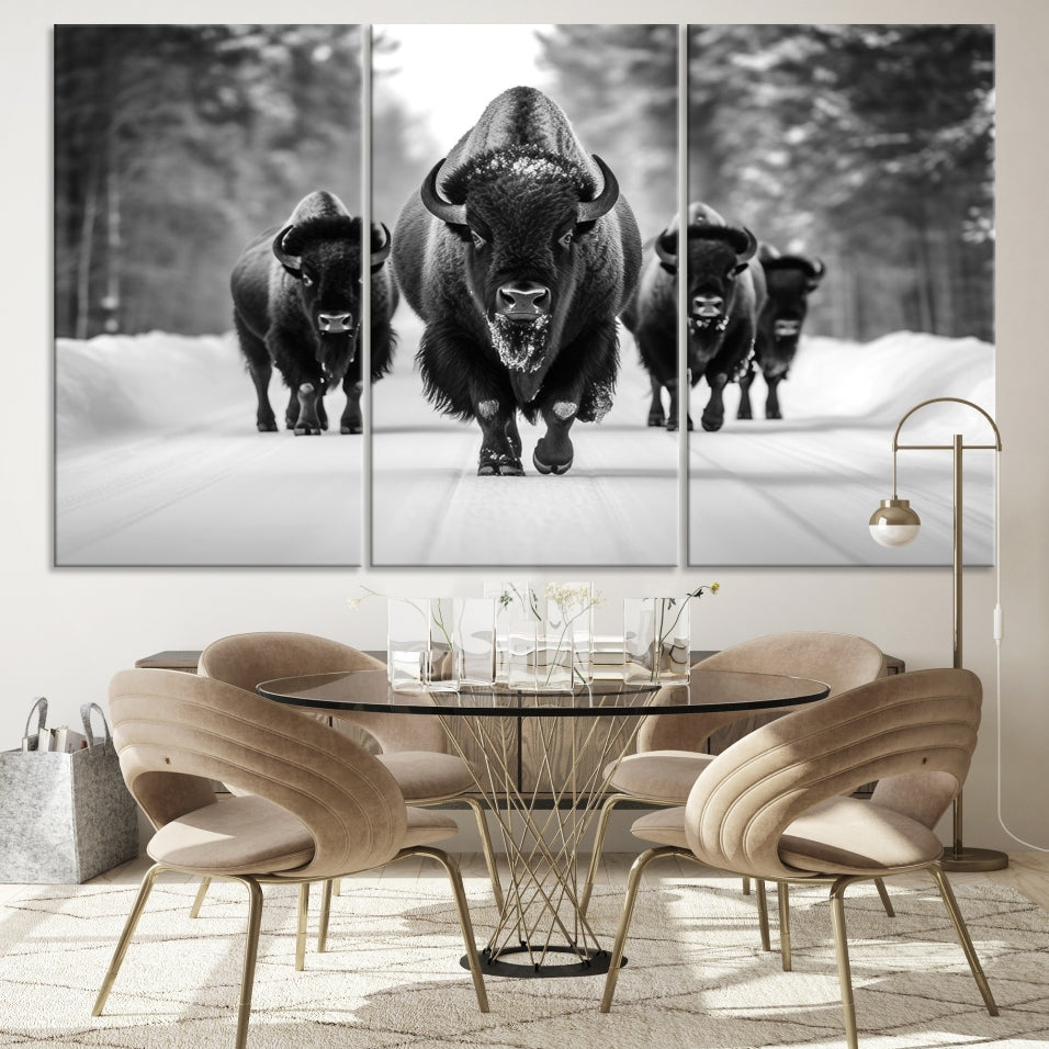 Bison Cow Canvas Wall Art Farmhouse Decor Buffalo Print Rustic Wall Decor Animals Painting Bison Wall Art