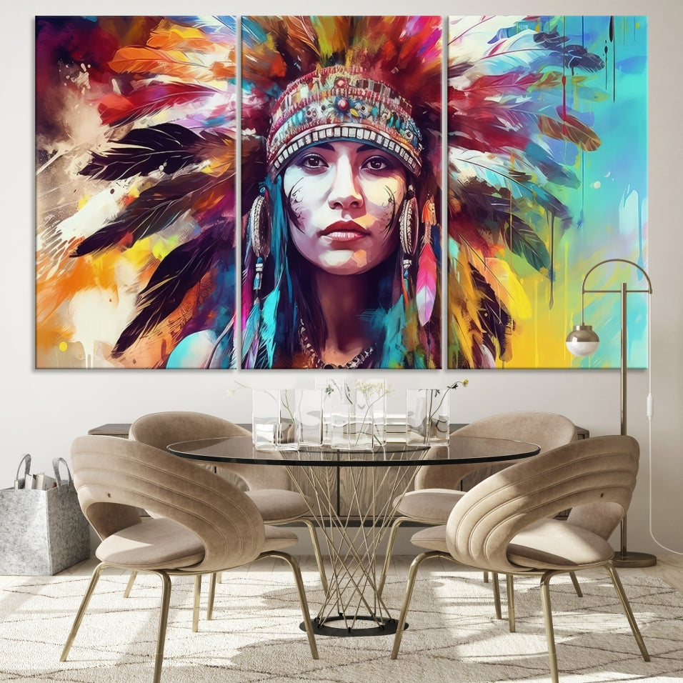 Extra Large Native American Wall Art Canvas Print Indian Artwork for Wall