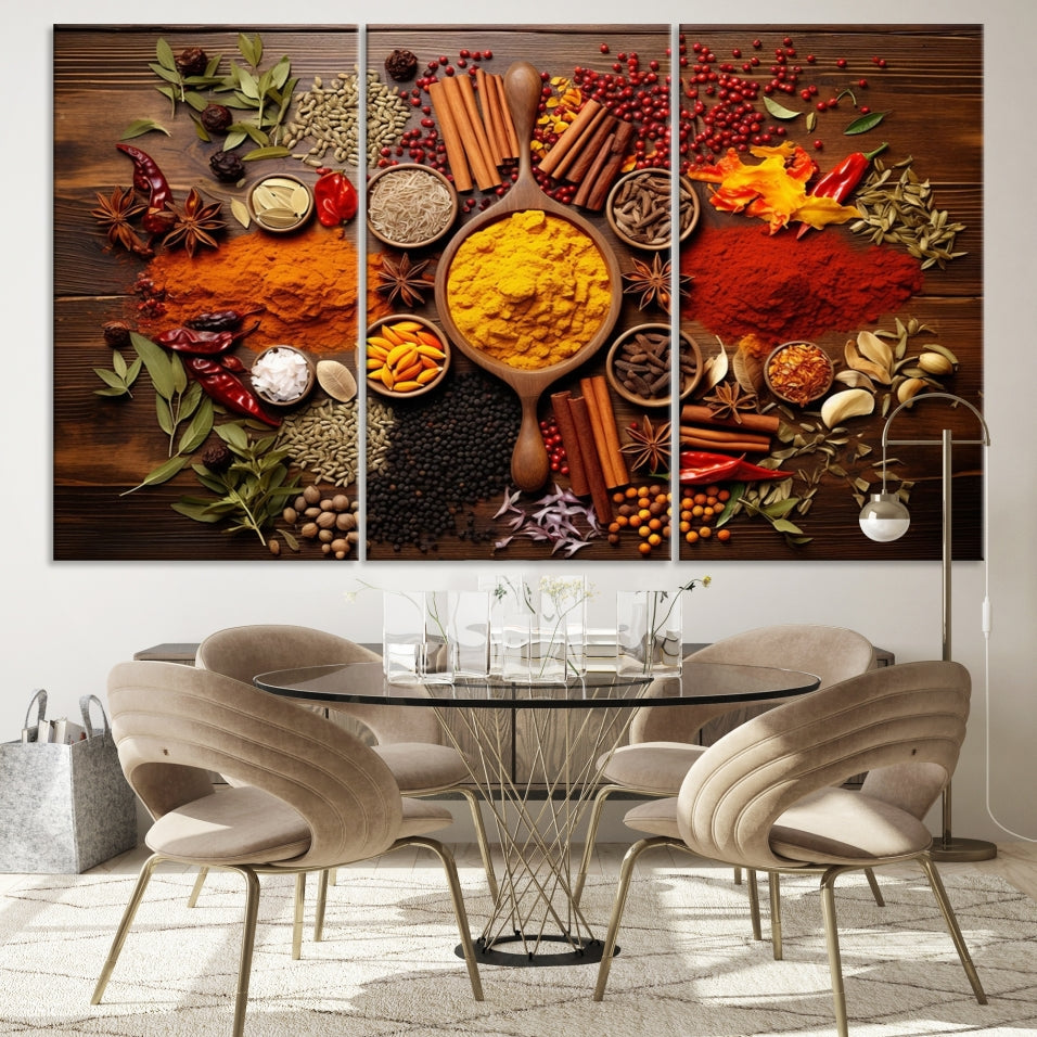 Spices Cooking Wall Art Canvas Print, Red Green Yellow Kitchen Wall Decor, Interior Art Framed