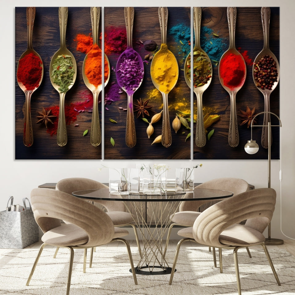 Choice Of Spices Art Canvas Print, Framed Canvas Kitchen Wall Decor, Set of Panel, Kitchen Gift for Chefs