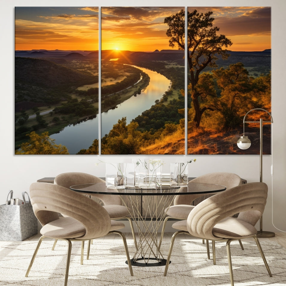 Large Sunset Print Set of Landscape Canvas Wall Art Nature Printed Art Home Decor