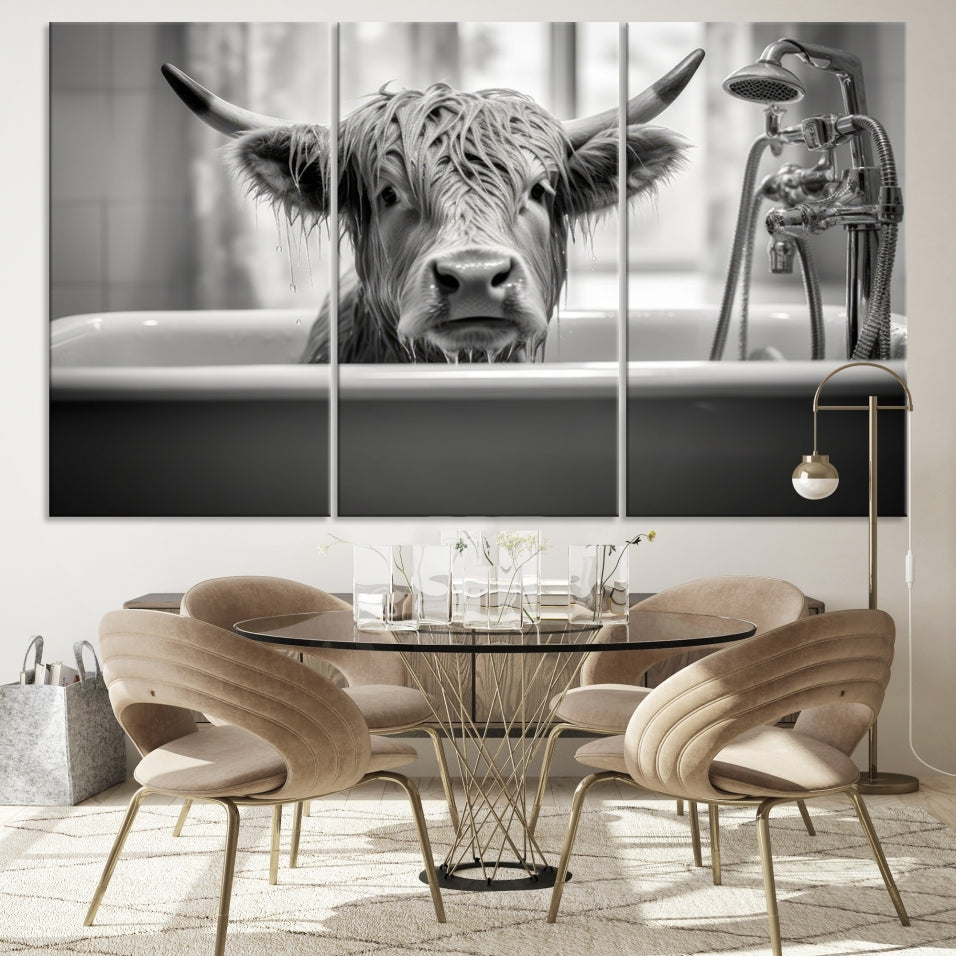 Piece Cow Canvas Print Highland Cow Animal Wall Art for Living Room, Cabin Wall Decor