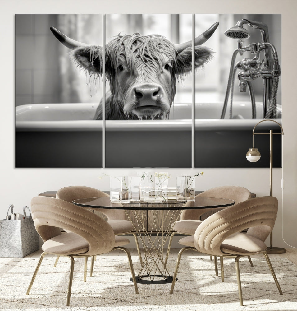 Piece Cow Canvas Print Highland Cow Animal Wall Art for Living Room, Cabin Wall Decor