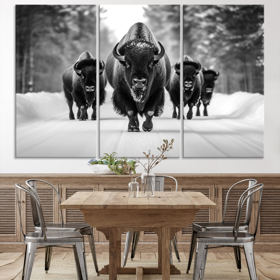 Bison Cow Canvas Wall Art Farmhouse Decor Buffalo Print Rustic Wall Decor Animals Painting Bison Wall Art