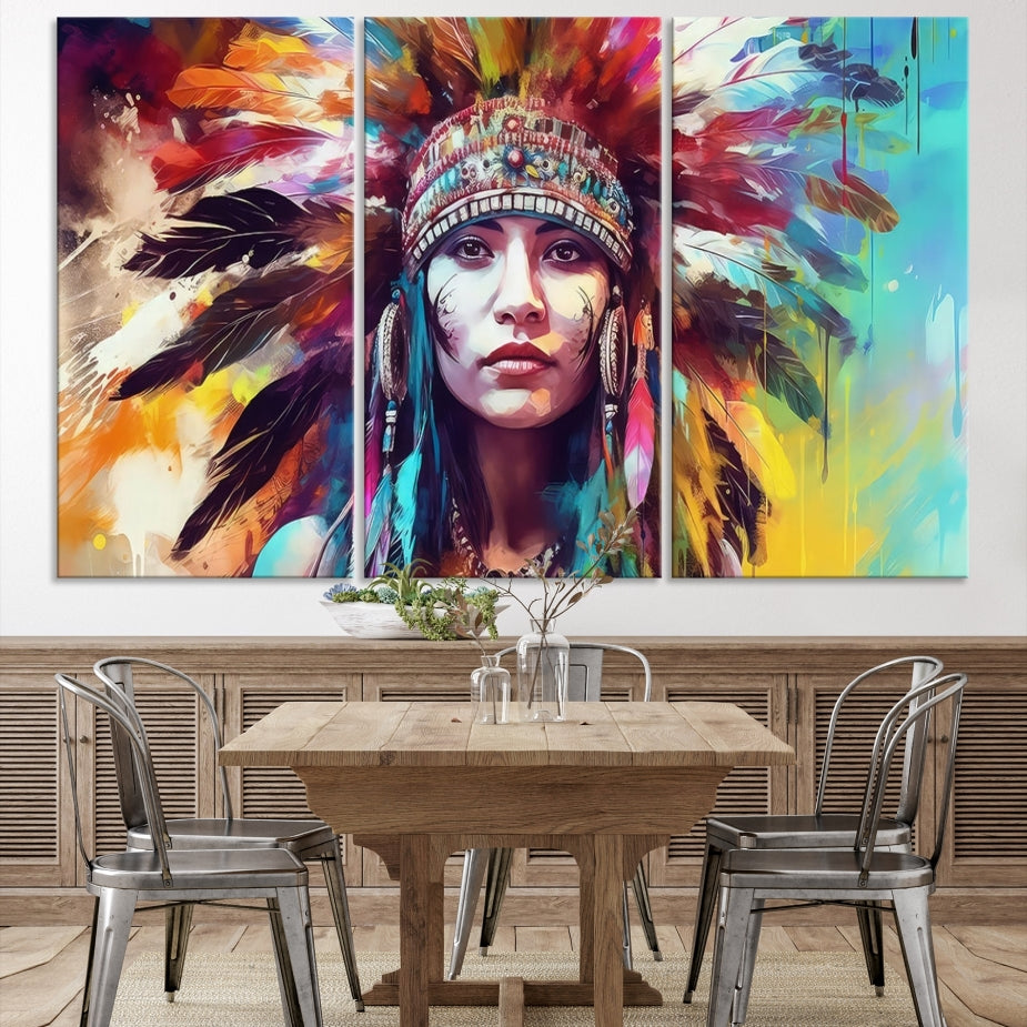 Extra Large Native American Wall Art Canvas Print Indian Artwork for Wall