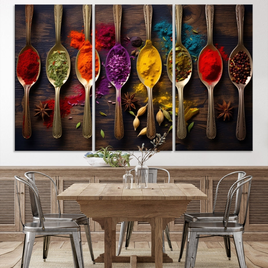 Choice Of Spices Art Canvas Print, Framed Canvas Kitchen Wall Decor, Set of Panel, Kitchen Gift for Chefs